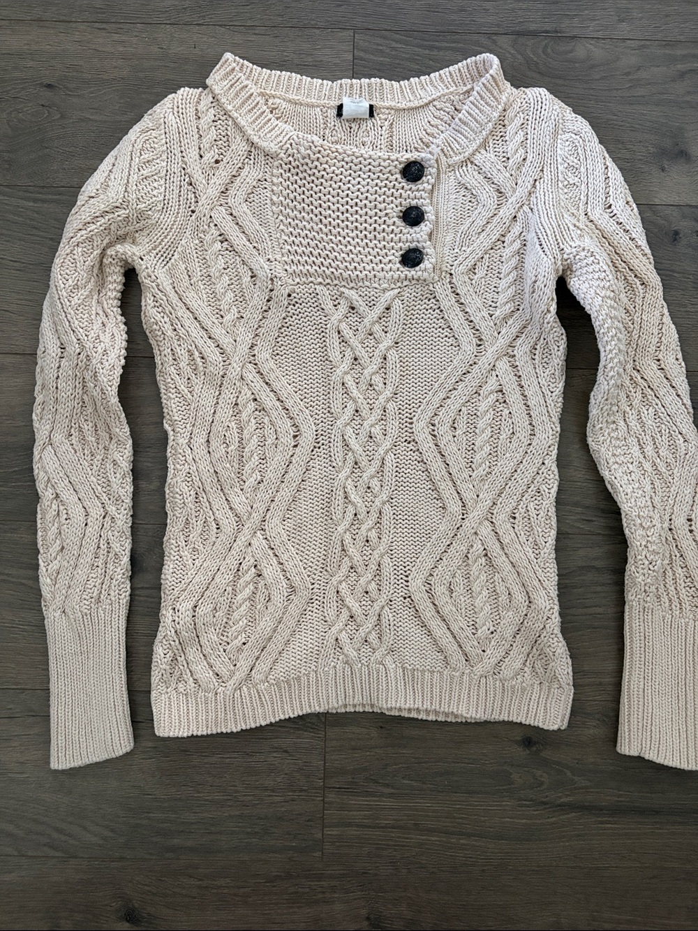 J Crew Cable Knit Fisherman Sweater 100% Cotton Size XS